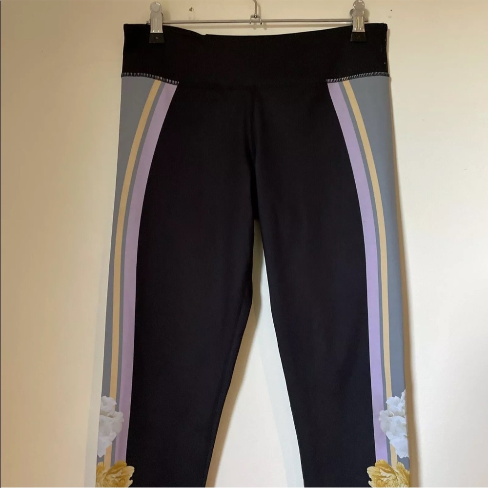 Ladies JAGGAD Leggings Activewear Black Floral Size L Large (12) Gym Coin Pocket - Picture 3 of 7